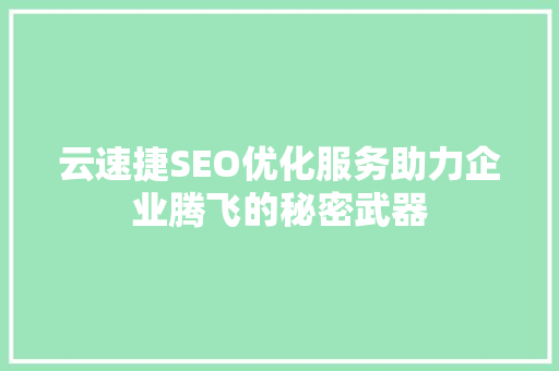 云速捷SEO优化服务助力企业腾飞的秘密武器