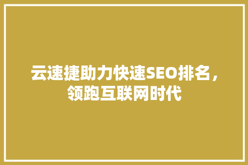 云速捷助力快速SEO排名，领跑互联网时代