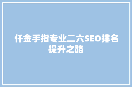仟金手指专业二六SEO排名提升之路