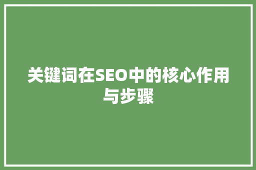 关键词在SEO中的核心作用与步骤