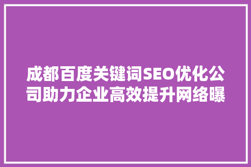 成都百度关键词SEO优化公司助力企业高效提升网络曝光度
