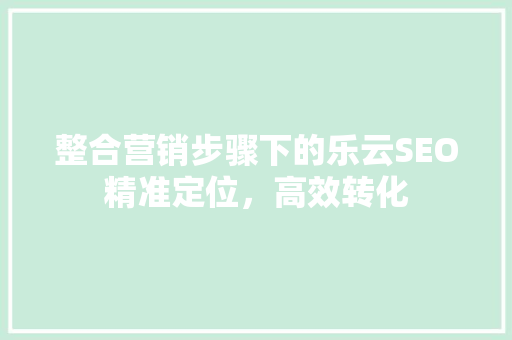 整合营销步骤下的乐云SEO精准定位，高效转化