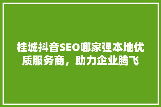 桂城抖音SEO哪家强本地优质服务商，助力企业腾飞