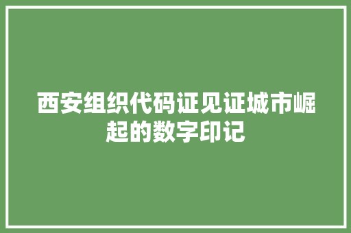 西安组织代码证见证城市崛起的数字印记