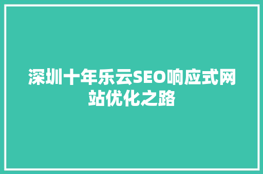 深圳十年乐云SEO响应式网站优化之路