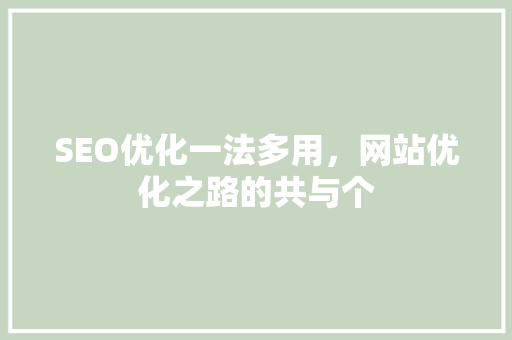 SEO优化一法多用，网站优化之路的共与个