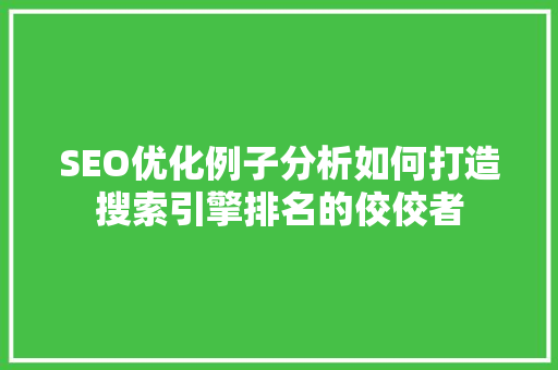 SEO优化例子分析如何打造搜索引擎排名的佼佼者