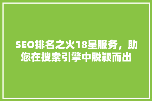 SEO排名之火18星服务，助您在搜索引擎中脱颖而出