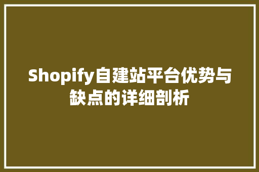 Shopify自建站平台优势与缺点的详细剖析