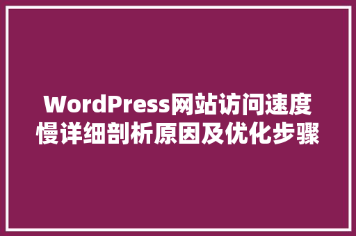 WordPress网站访问速度慢详细剖析原因及优化步骤