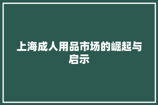 上海成人用品市场的崛起与启示