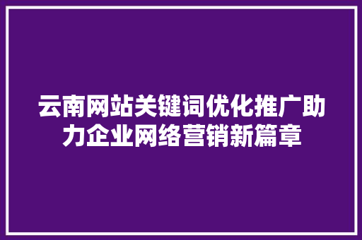 云南网站关键词优化推广助力企业网络营销新篇章
