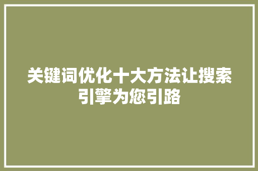 关键词优化十大方法让搜索引擎为您引路  第1张