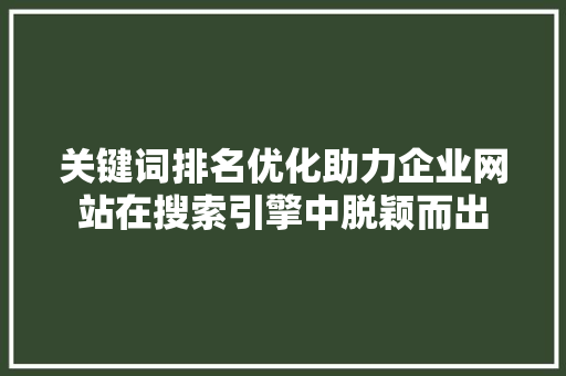 关键词排名优化助力企业网站在搜索引擎中脱颖而出