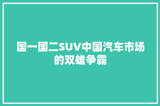 国一国二SUV中国汽车市场的双雄争霸  第1张