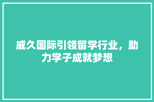 威久国际引领留学行业，助力学子成就梦想