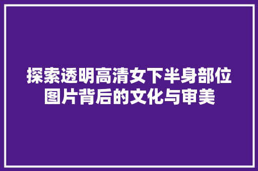探索透明高清女下半身部位图片背后的文化与审美