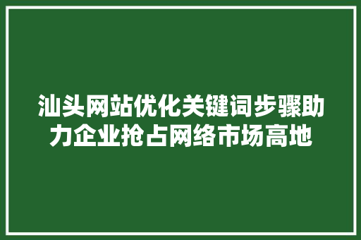 汕头网站优化关键词步骤助力企业抢占网络市场高地