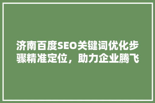 济南百度SEO关键词优化步骤精准定位，助力企业腾飞