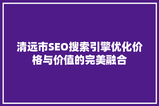清远市SEO搜索引擎优化价格与价值的完美融合