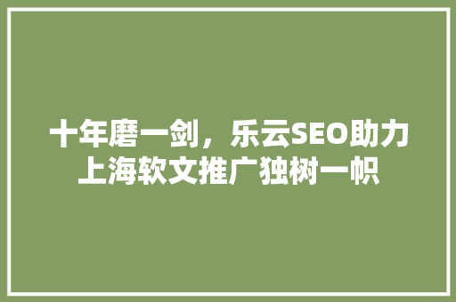 十年磨一剑，乐云SEO助力上海软文推广独树一帜