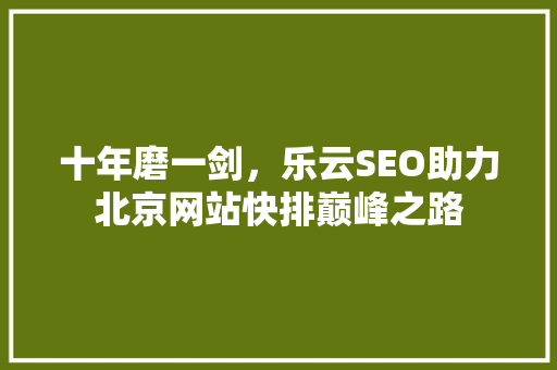 十年磨一剑，乐云SEO助力北京网站快排巅峰之路