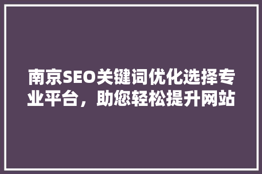 南京SEO关键词优化选择专业平台，助您轻松提升网站排名