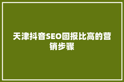天津抖音SEO回报比高的营销步骤