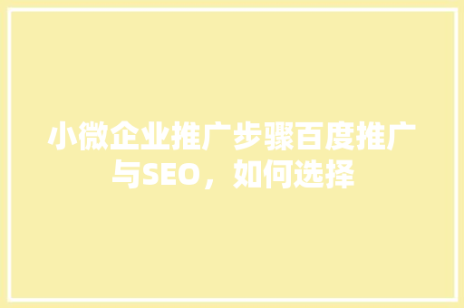 小微企业推广步骤百度推广与SEO，如何选择  第1张