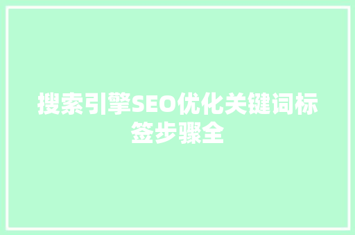搜索引擎SEO优化关键词标签步骤全