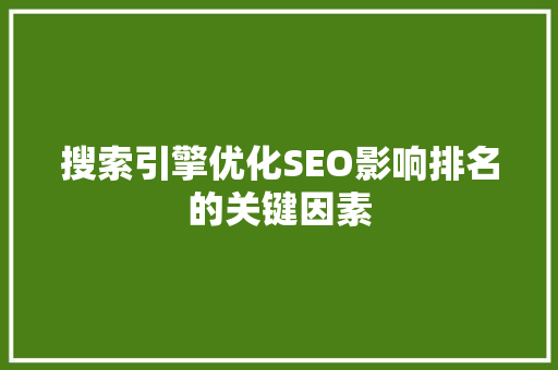 搜索引擎优化SEO影响排名的关键因素