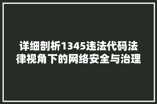 详细剖析1345违法代码法律视角下的网络安全与治理