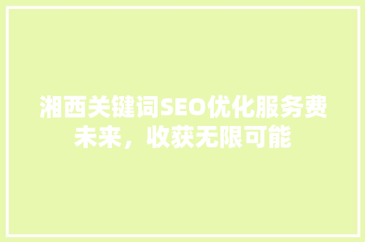 湘西关键词SEO优化服务费未来，收获无限可能