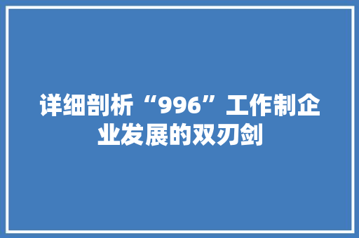 详细剖析“996”工作制企业发展的双刃剑  第1张