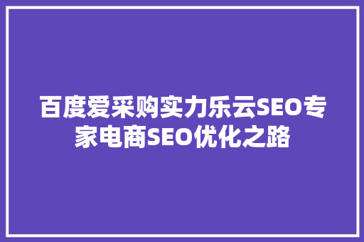 百度爱采购实力乐云SEO专家电商SEO优化之路