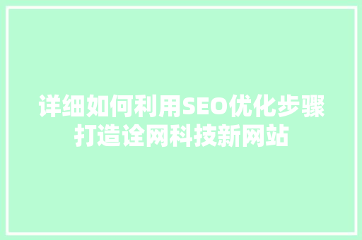 详细如何利用SEO优化步骤打造诠网科技新网站