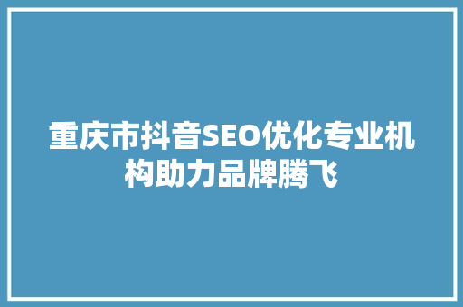 重庆市抖音SEO优化专业机构助力品牌腾飞