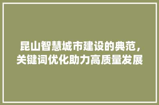 昆山智慧城市建设的典范，关键词优化助力高质量发展_昆山推广关键词优化