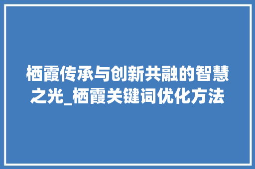 栖霞传承与创新共融的智慧之光_栖霞关键词优化方法