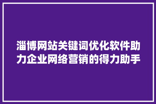 淄博网站关键词优化软件助力企业网络营销的得力助手_淄博网站关键词优化软件
