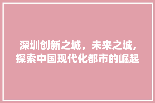 深圳创新之城，未来之城,探索中国现代化都市的崛起之路_深圳输入关键词优化