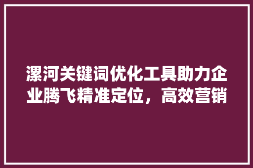 漯河关键词优化工具助力企业腾飞精准定位，高效营销_漯河关键词优化工具