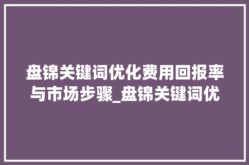 盘锦关键词优化费用回报率与市场步骤_盘锦关键词优化费用