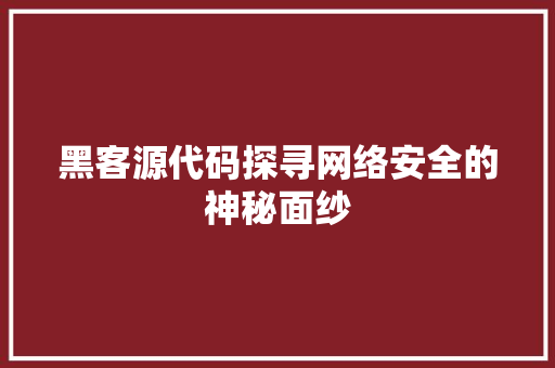 黑客源代码探寻网络安全的神秘面纱