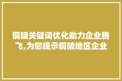 铜陵关键词优化助力企业腾飞,为您提示铜陵地区企业关键词优化之路_铜陵关键词优化推荐公司