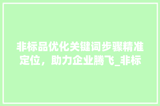 非标品优化关键词步骤精准定位，助力企业腾飞_非标品优化关键词