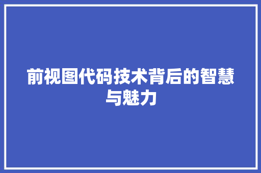 前视图代码技术背后的智慧与魅力