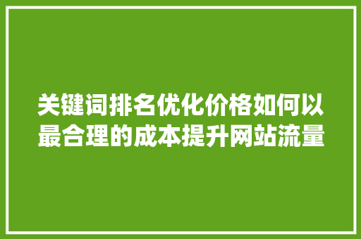 关键词排名优化价格如何以最合理的成本提升网站流量_放心关键词排名优化价格