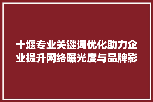 十堰专业关键词优化助力企业提升网络曝光度与品牌影响力_十堰专业关键词优化
