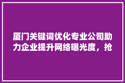 厦门关键词优化专业公司助力企业提升网络曝光度，抢占市场份额_厦门关键词优化专业公司